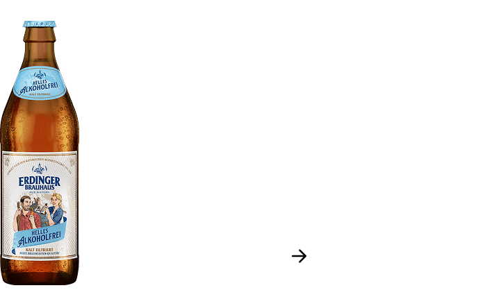 Ein Pärchen blickt zusammen von einem Berggipfel ins Tal und trinkt dabei ERDINGER Helles Alkoholfrei.