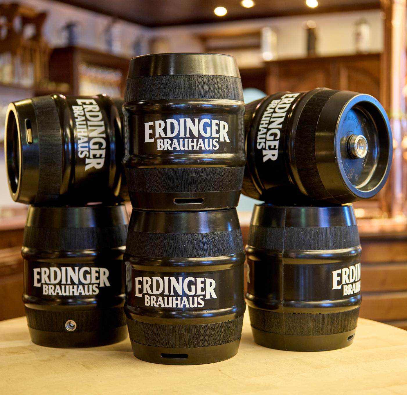 ERDINGER beer kegs symbolically represent the ERDINGER draft beer concept.