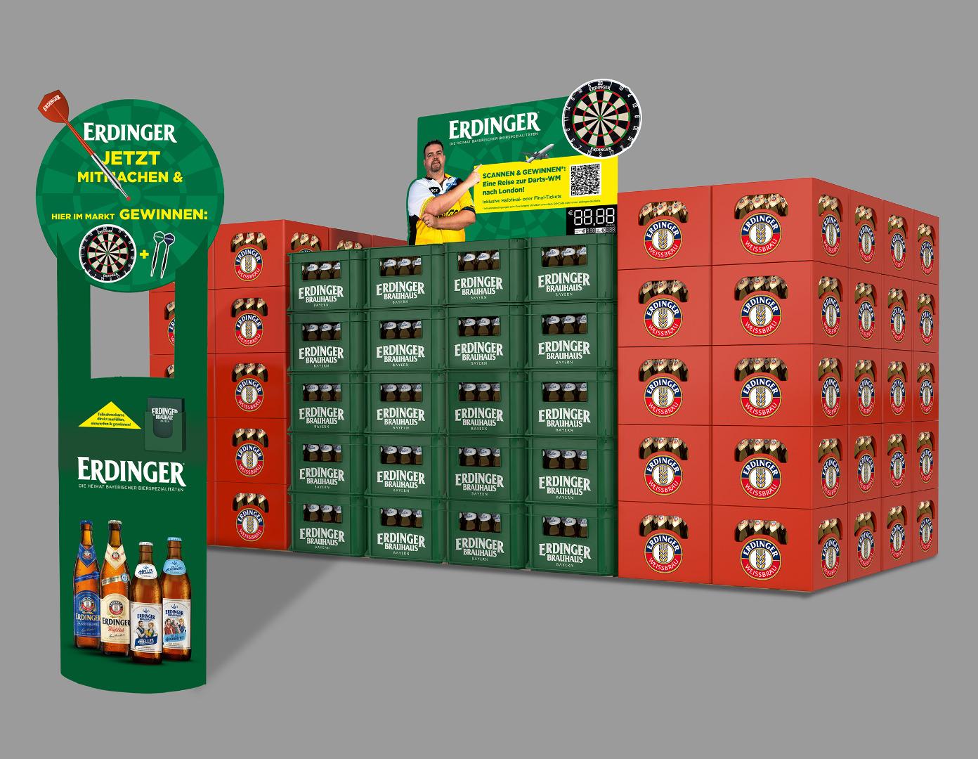 Abbildung POS Material ERDINGER Darts Aktivierung 2025.