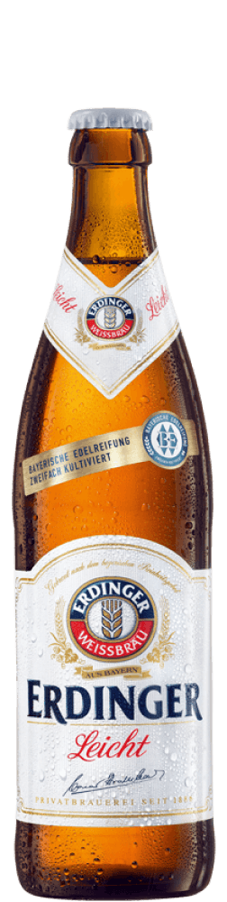 Eine Flasche ERDINGER Weißbier Leicht.