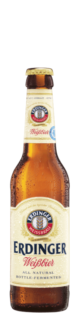 Eine Flasche ERDINGER Weißbier.