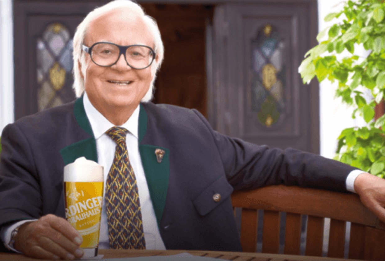 Werner Brombach enjoys an ERDINGER Brauhaus Helles in the beer garden.