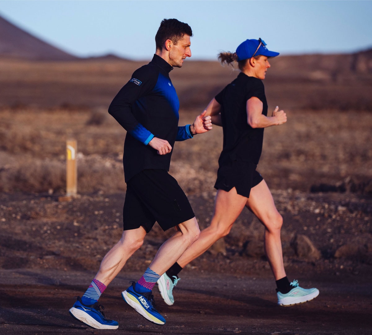 Daniela Bleymehl and Florian Angert during their joint running training with the ERDINGER Active.TEAM.